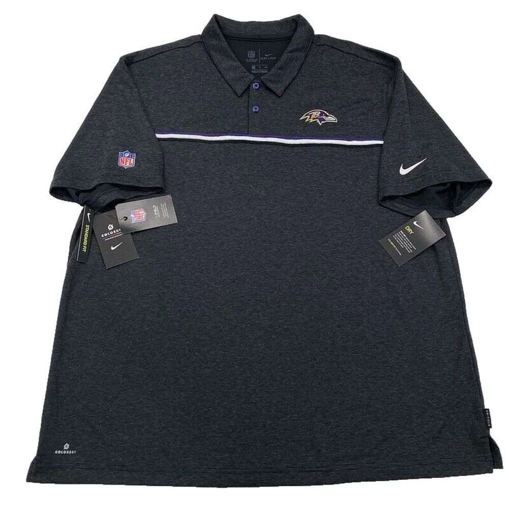 NWT Baltimore Ravens Nike Onfield Colordry Polo Shirt 2XL NFL Football Golf Mens